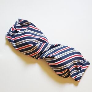 LSPACE Navy Blue Red White Nautical Striped Bandeau Bikini Top S Made in USA